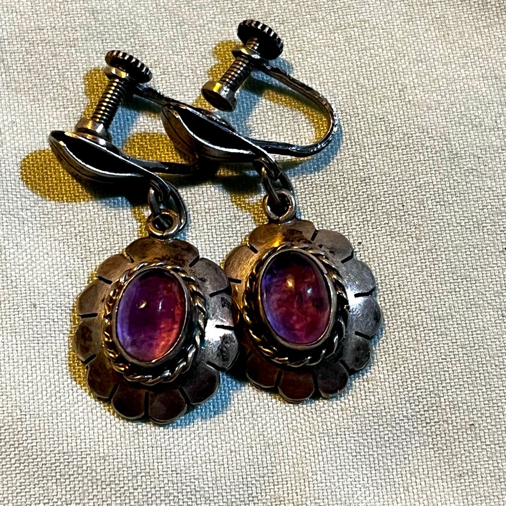 Amethyst Sterling Silver Screw Back Earrings
